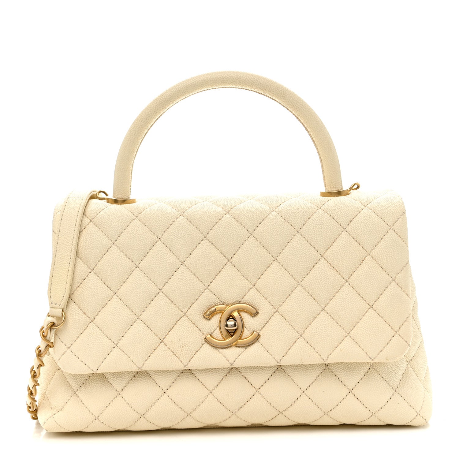 Chanel Caviar Quilted Small Coco Handle Flap White 1 of 10