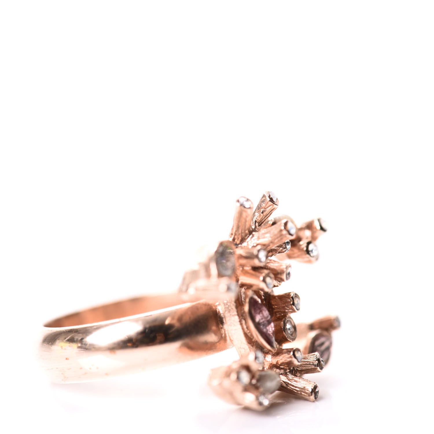 Chanel Crystal Marquise CC Logo Ring 6.75 Rose Gold 5 of 5