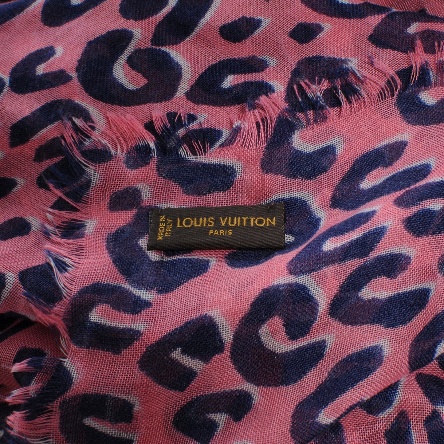 Cashmere Silk Leopard Stole Corail