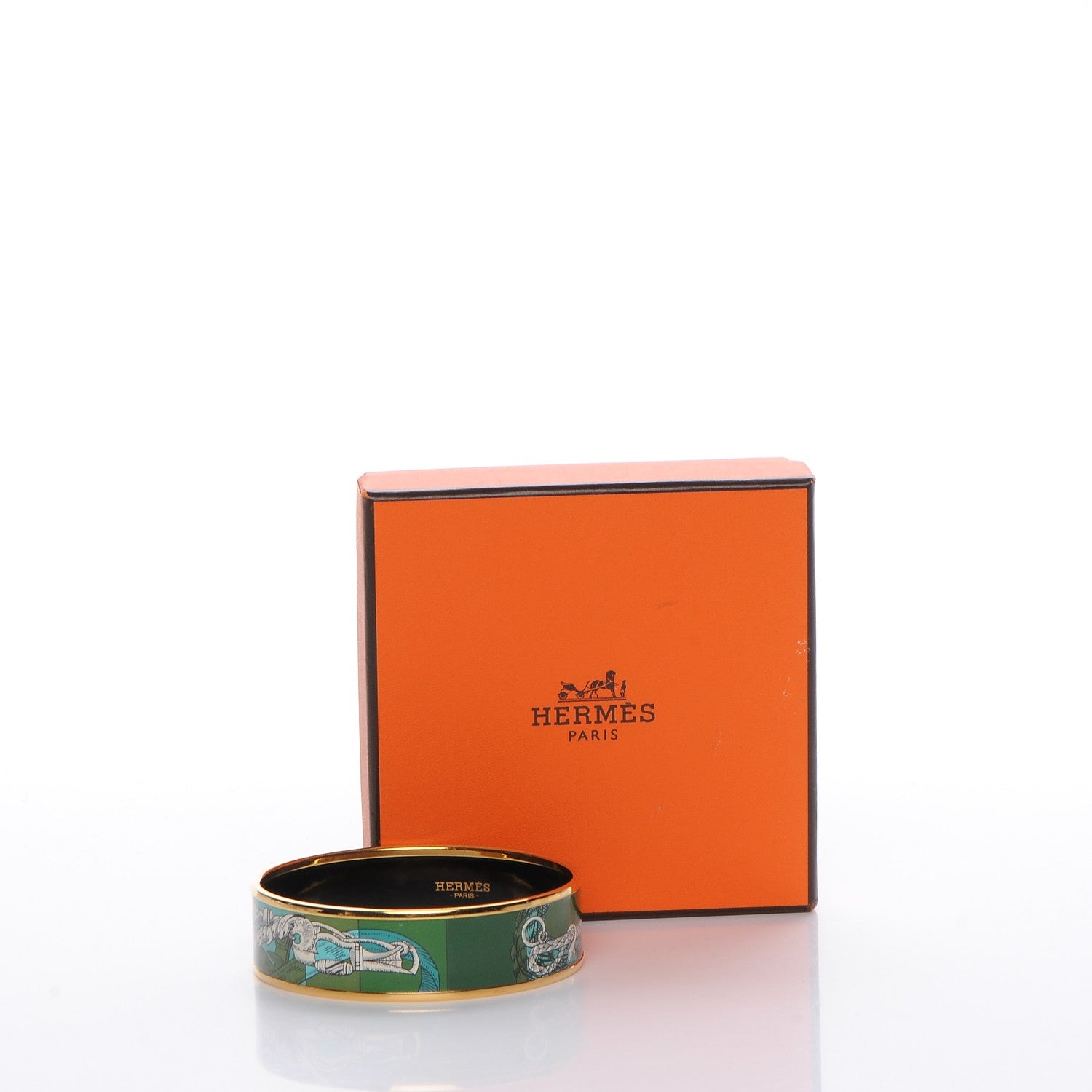 Hermes Enamel Printed Della Cavalleria Wide Bracelet 65 Foret 6 of 6