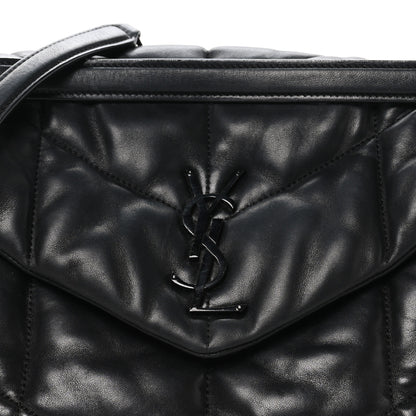 Saint Laurent Lambskin Quilted Monogram Monochrome Medium Loulou Puffer Chain Satchel Black 8 of 10