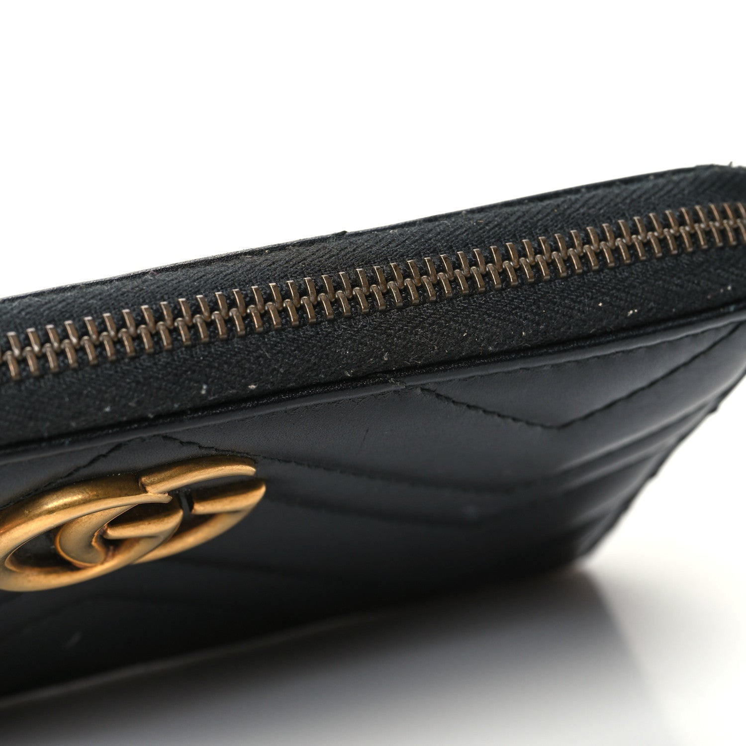 Gucci Calfskin Matelasse GG Marmont Zip Around Wallet Black 10 of 11
