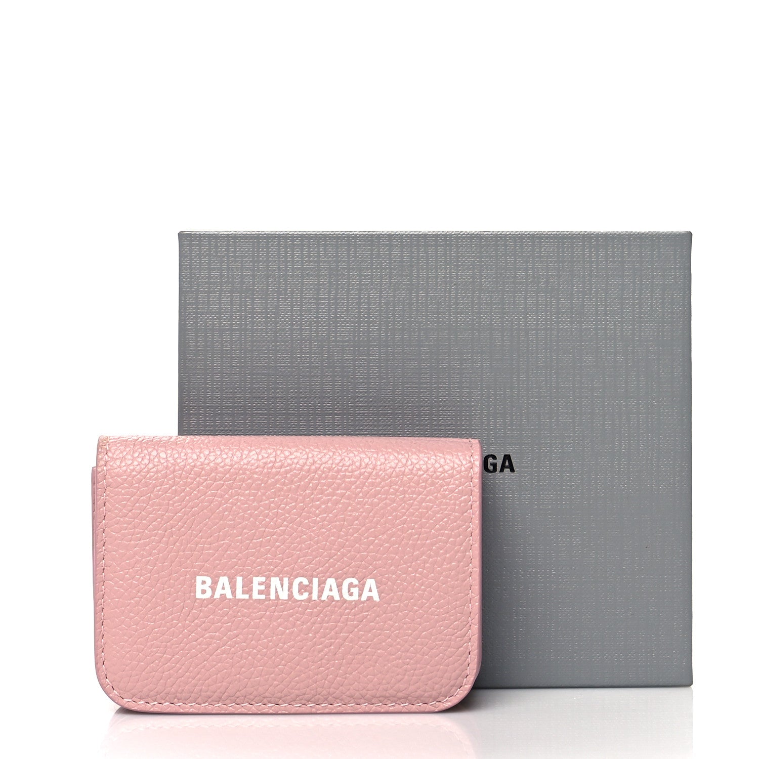 Balenciaga Grained Calfskin Logo Everyday Mini Wallet Pink 11 of 11
