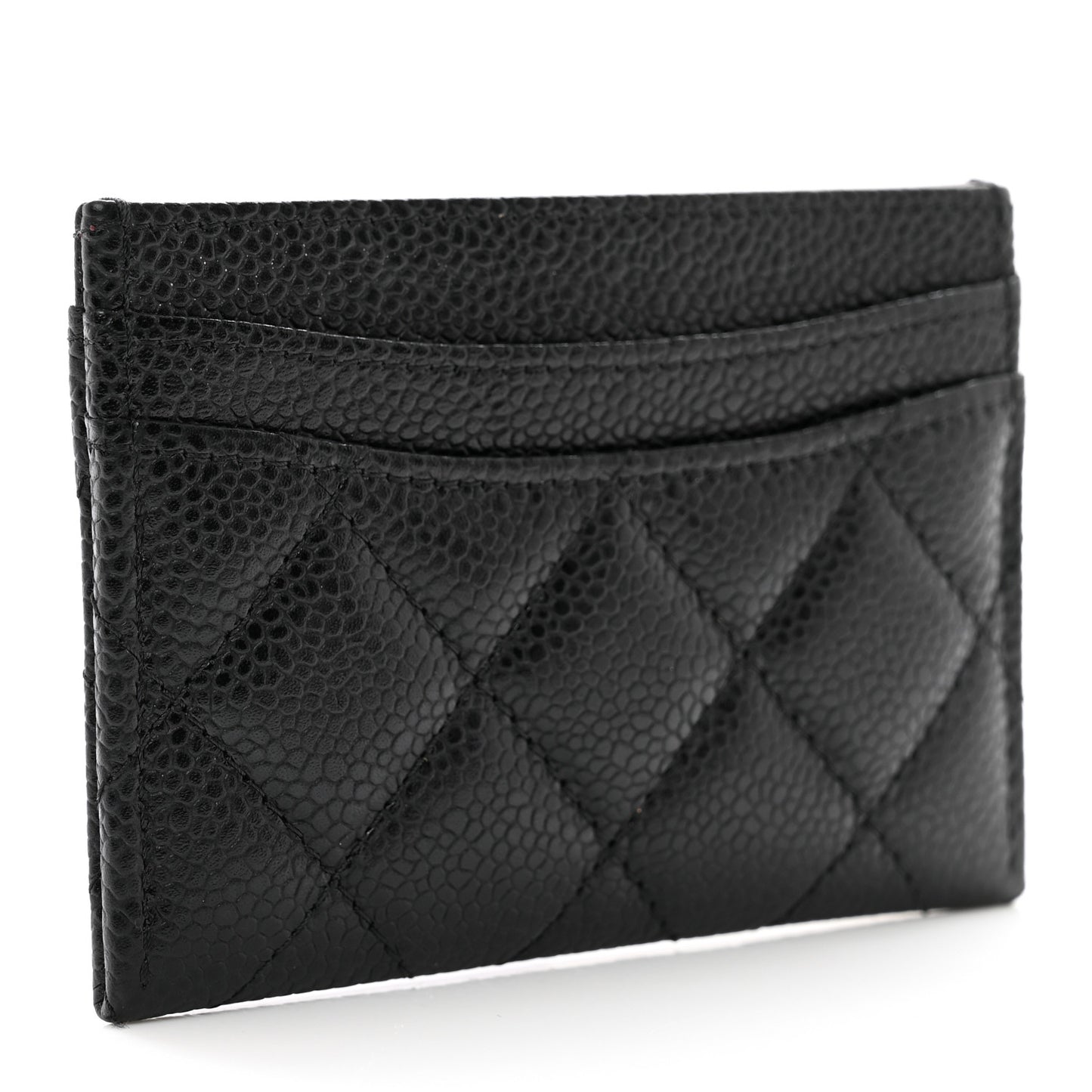 Caviar Quilted Card Holder Black