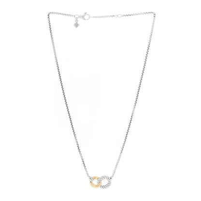 David Yurman Sterling Silver 18K Yellow Gold Belmont Pendant Necklace 2 of 3