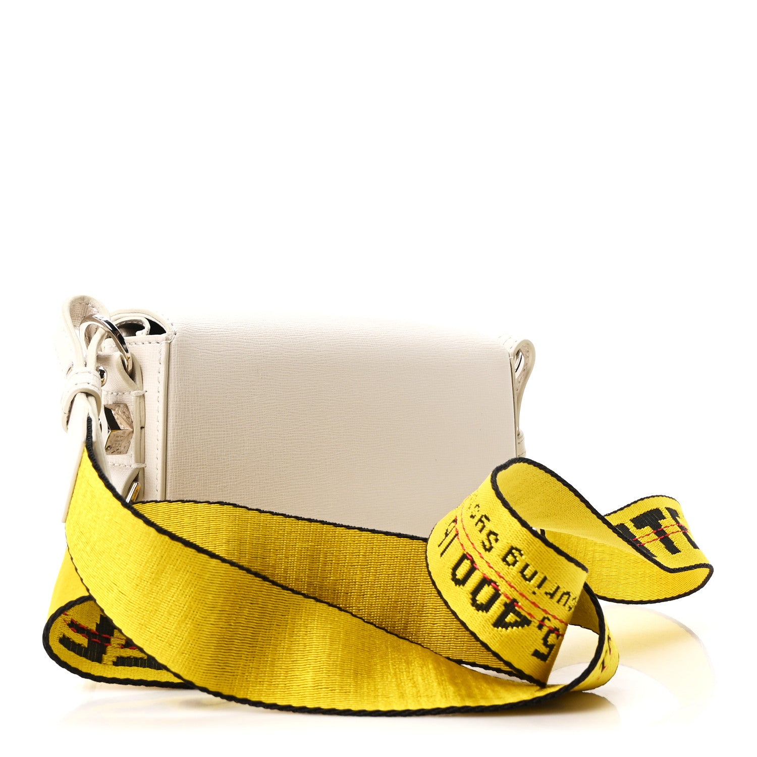 Off-White Saffiano Striped Mini Diag Binder Clip Bag White Black