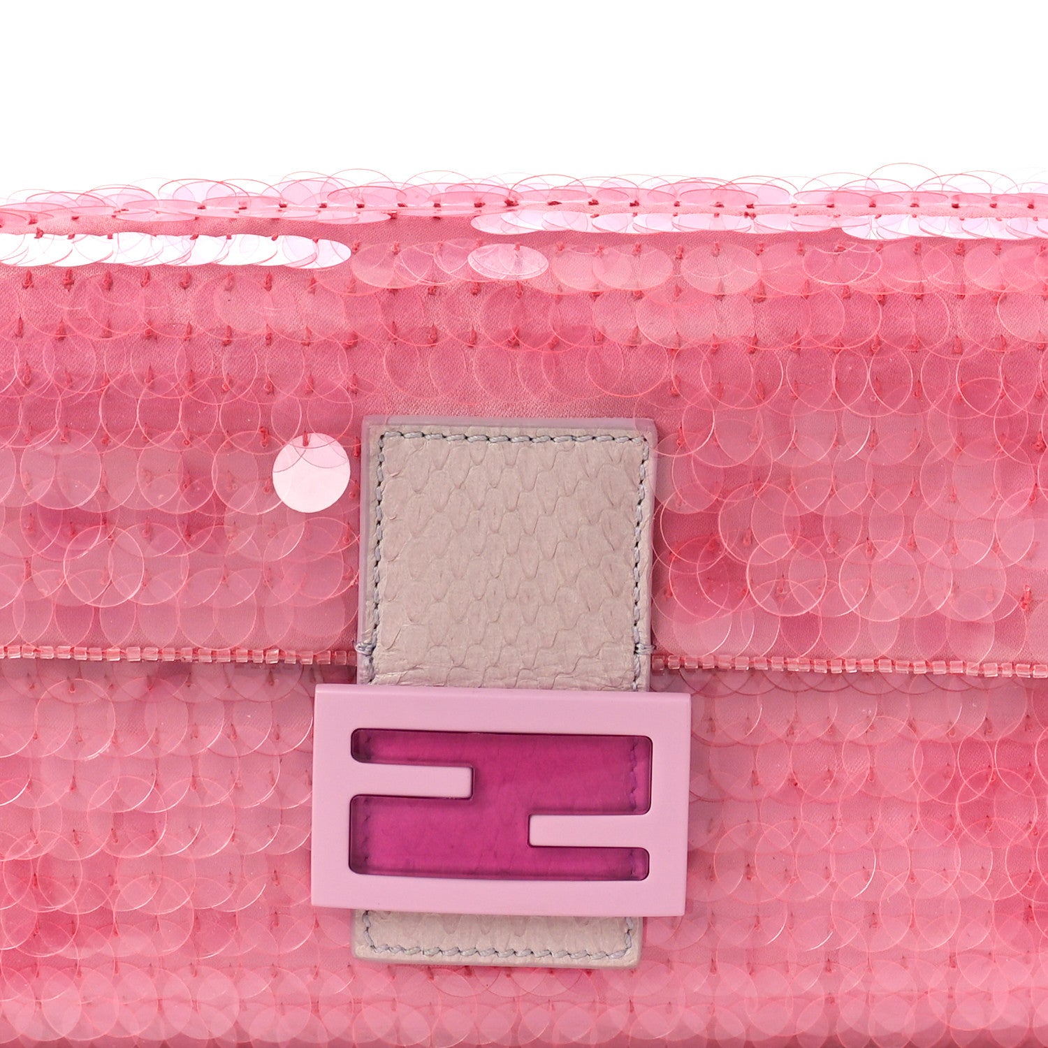 Fendi Satin Sequin Paillettes Bilics Lustre Snakeskin Medium Baguette 1997 Lavanda Glicine 7 of 10