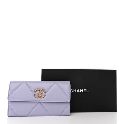Chanel Lambskin Quilted Chanel 19 Flap Wallet Light Purple 9 of 9
