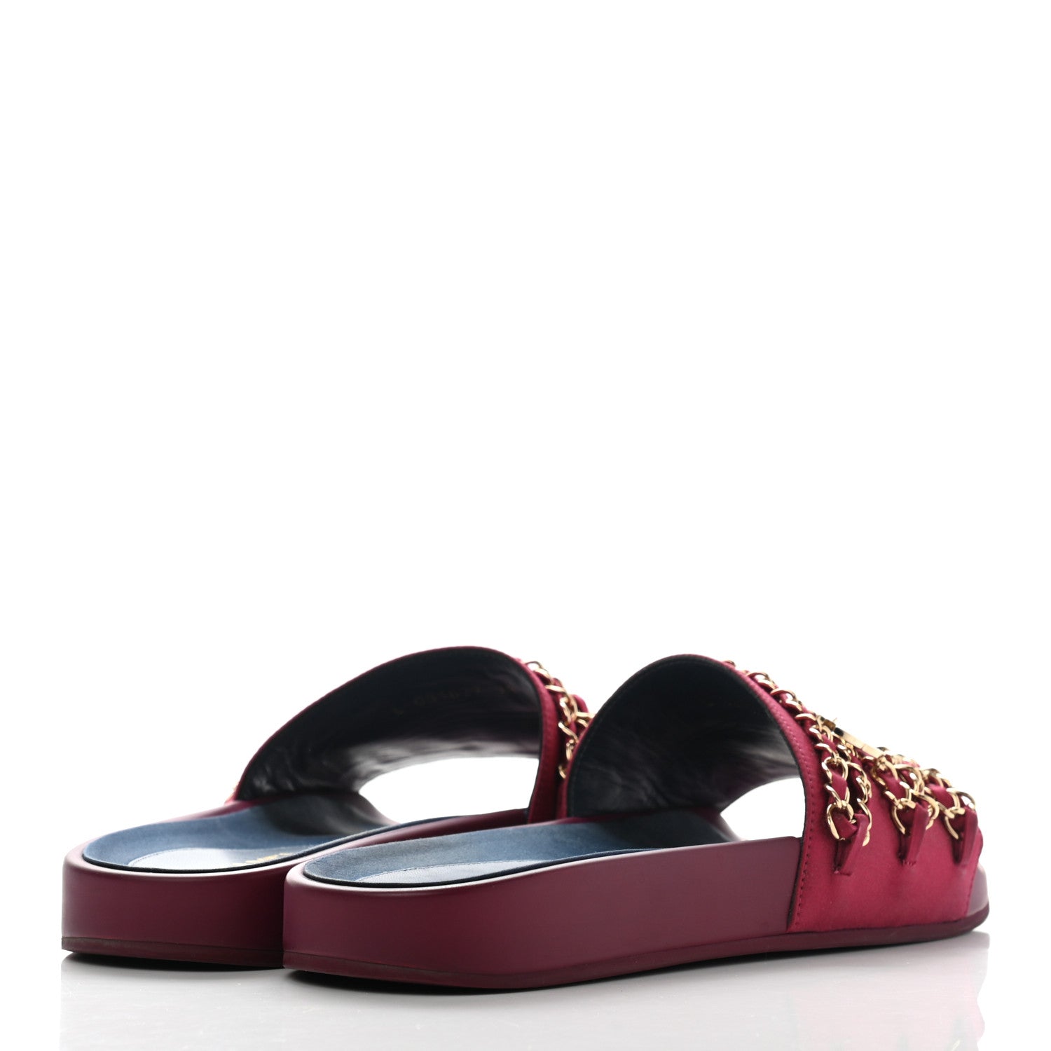 Chanel Satin Chain Flat Sandals 38 Dark Fuchsia 4 of 10