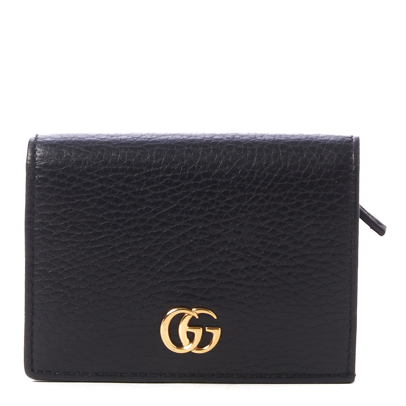 Gucci Pebbled Calfskin GG Marmont Card Case Black 1 of 8