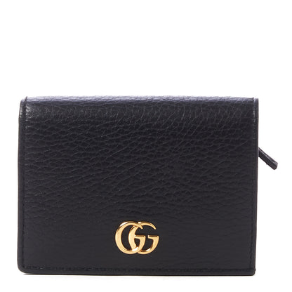 Gucci Pebbled Calfskin GG Marmont Card Case Black 1 of 8