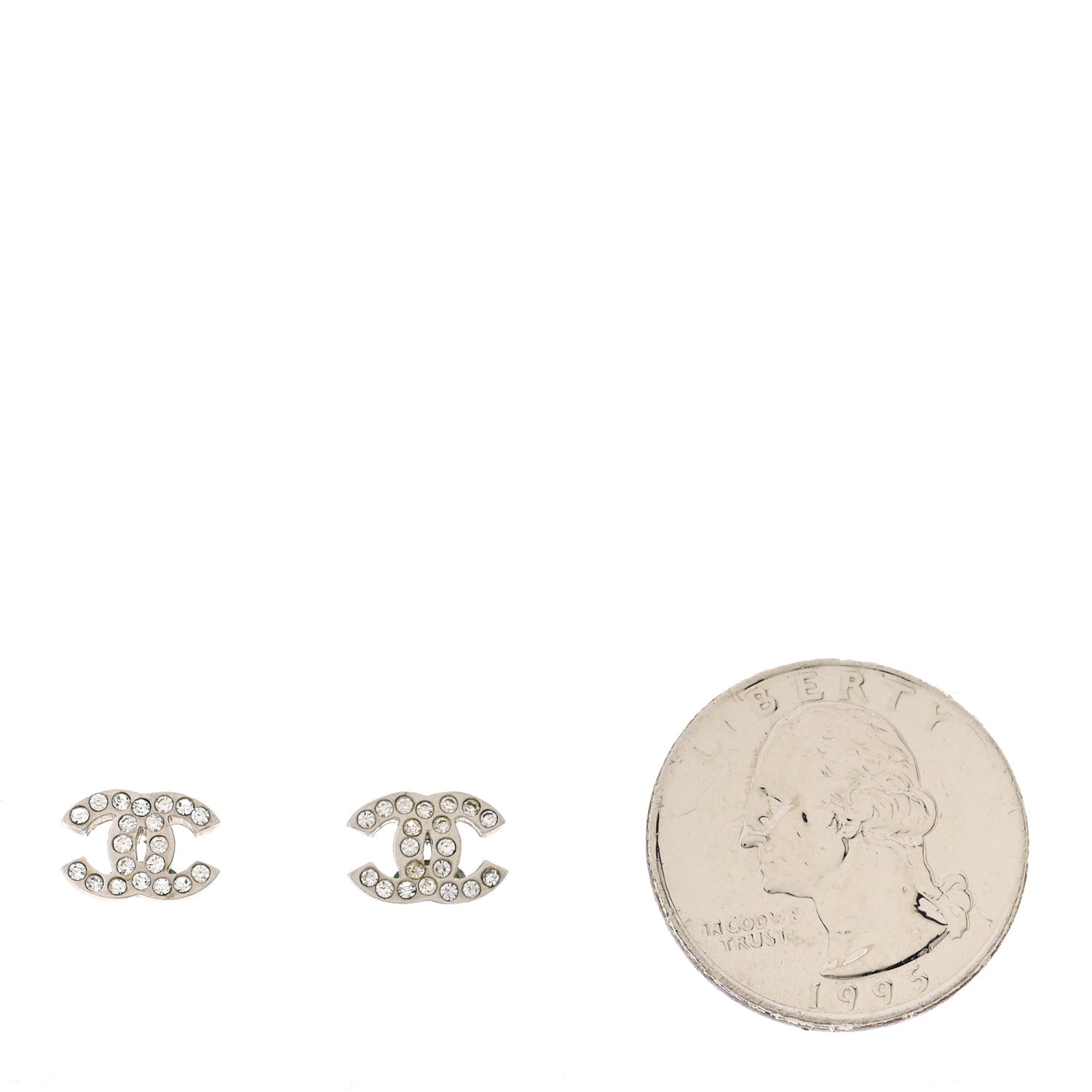 Chanel Crystal Mini CC Earrings Silver 2 of 4