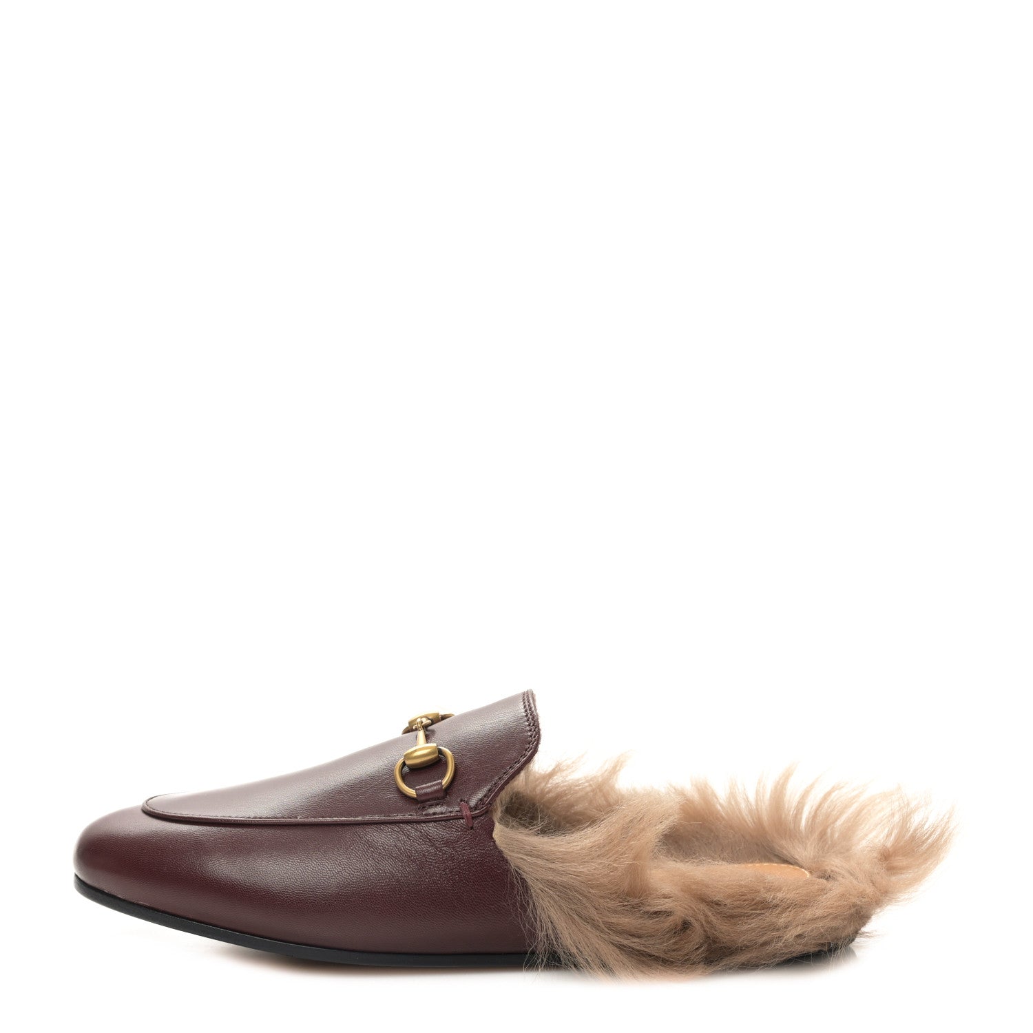 Gucci Malaga Kid Fur Womens Princetown Slippers 36.5 Vintage Bordeaux 1 of 7