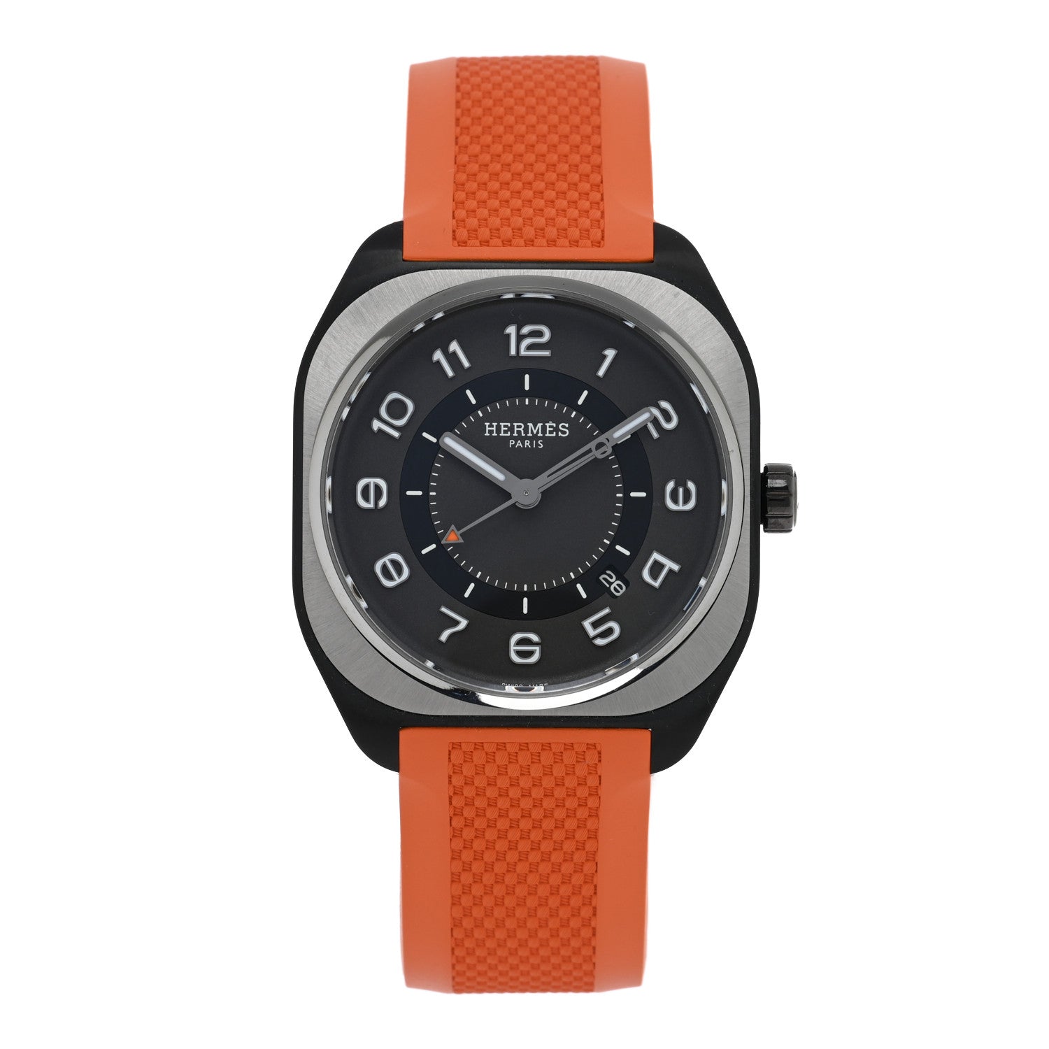 Hermes DLC Coated Titanium Rubber 39mm H08 Automatic Watch Orange 1 of 5