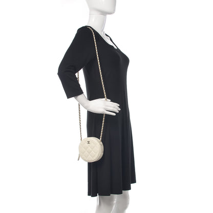 Chanel Caviar Quilted Round Clutch With Chain White 2 of 10