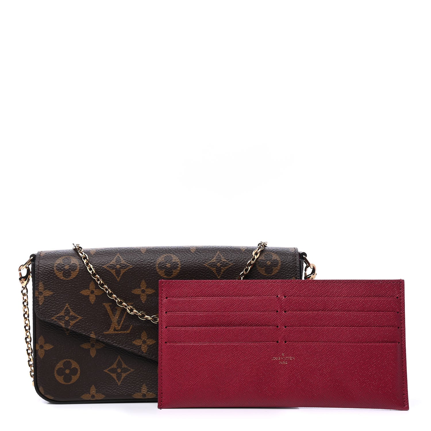 Louis Vuitton Monogram Pochette Felicie Chain Wallet Fuchsia 1 of 7