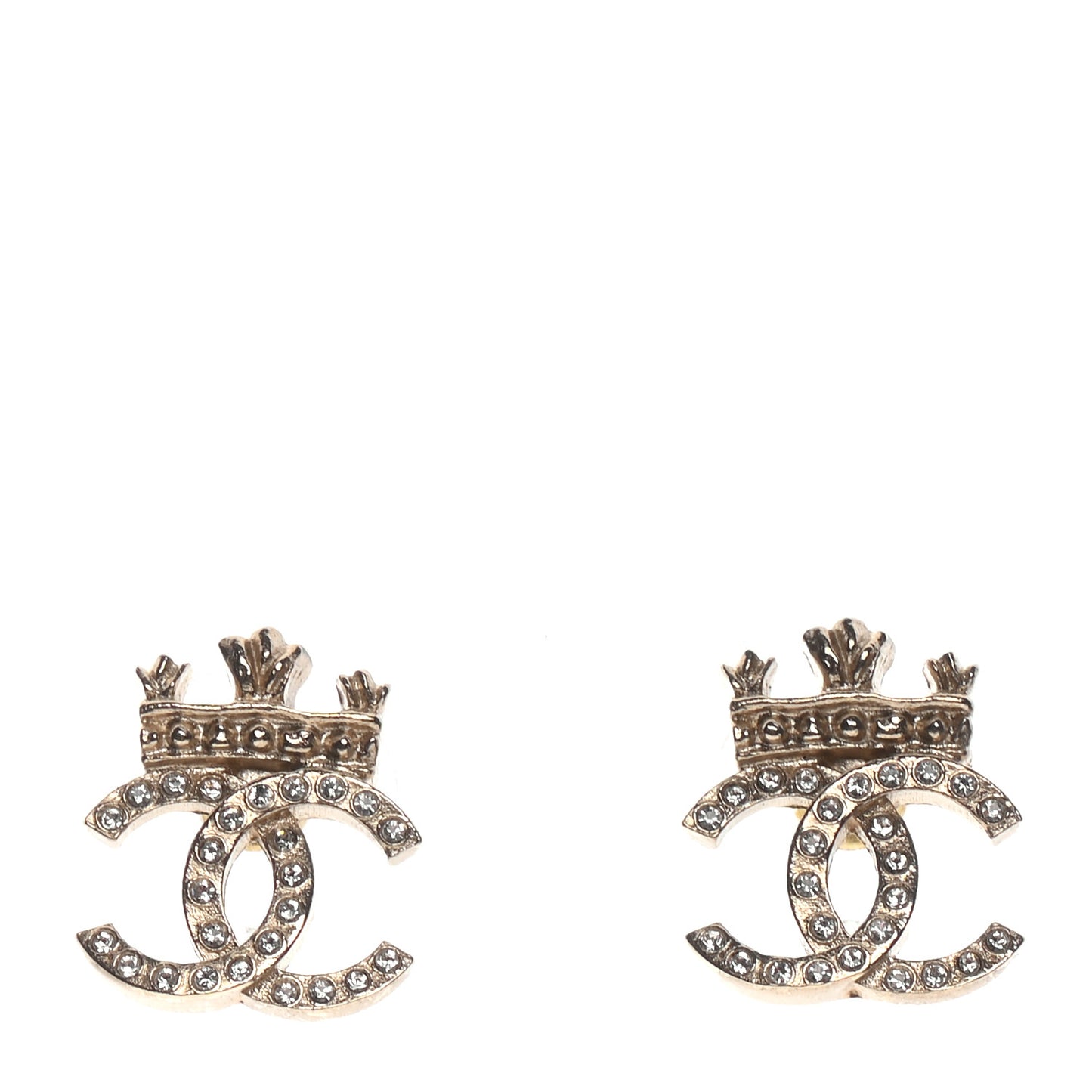 Crystal CC Crown Earrings Gold