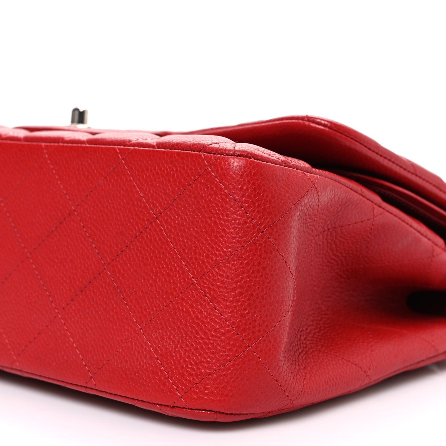 Caviar Quilted Jumbo Double Flap Red