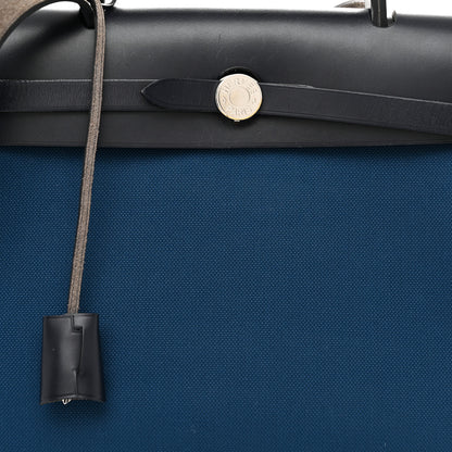 Hermes Toile Vache Hunter Herbag Zip Retourne 31 PM Black Blue De Malte 9 of 12