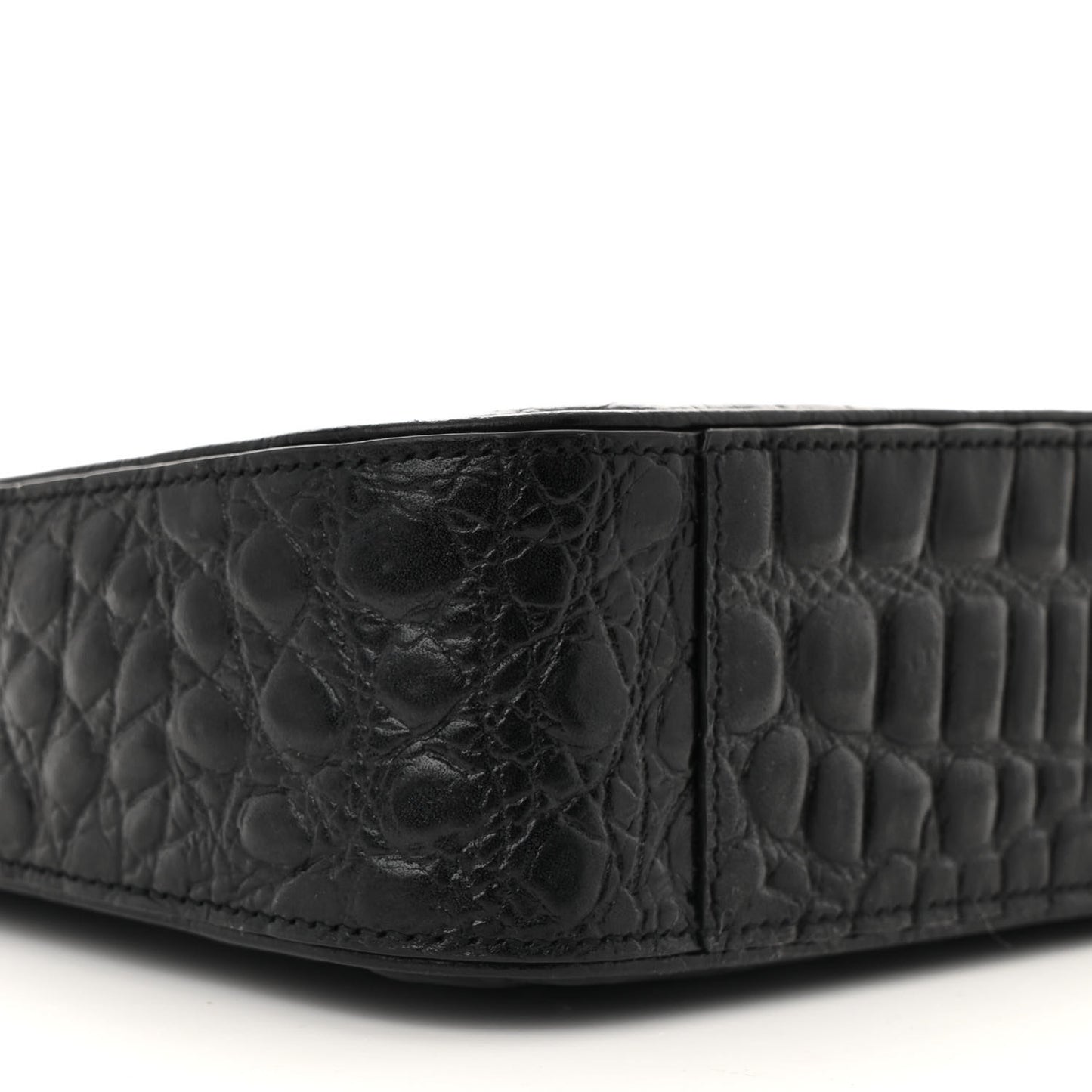 Calfskin Crocodile Embossed Le 5 A 7 Hobo Black