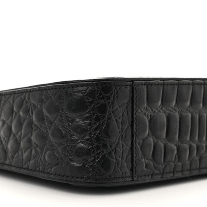 Saint Laurent Calfskin Crocodile Embossed Le 5 A 7 Hobo Black 8 of 11