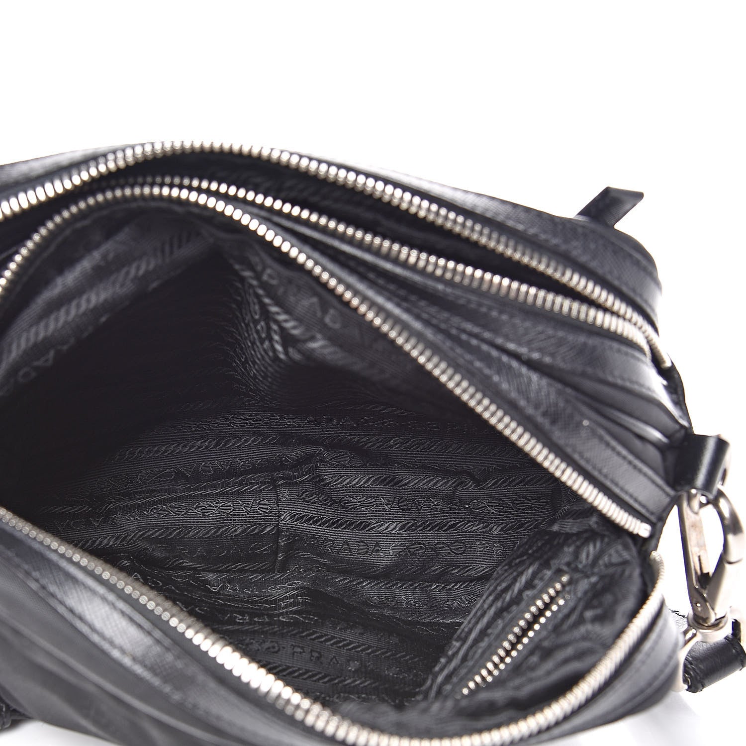 Prada Tessuto Nylon Saffiano Shoulder Bag Black 6 of 11
