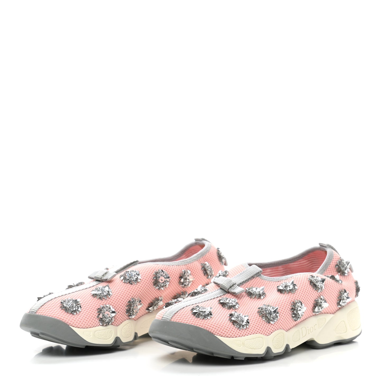 Technical Canvas Embellished Dior Fusion Sneakers 36.5 Pink Gray