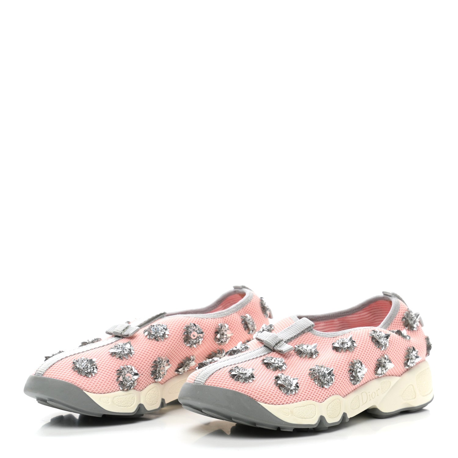Christian Dior Technical Canvas Embellished Dior Fusion Sneakers 36.5 Pink Gray 3 of 8