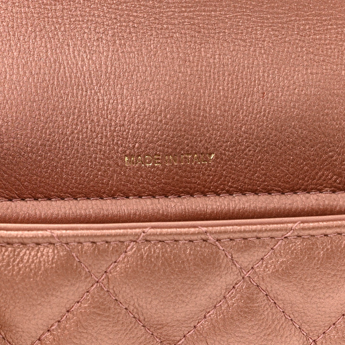 Metallic Grained Calfskin Quilted 2.55 Reissue Phone Holder With Chain Copper