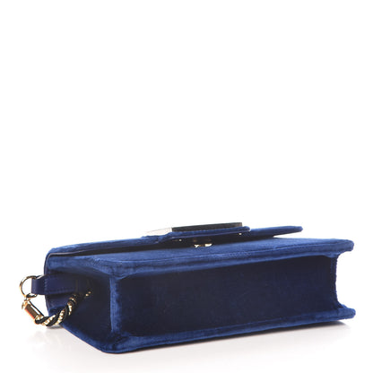 Gucci Velvet Crystal Square G Shoulder Bag Cobalt Blue 4 of 9