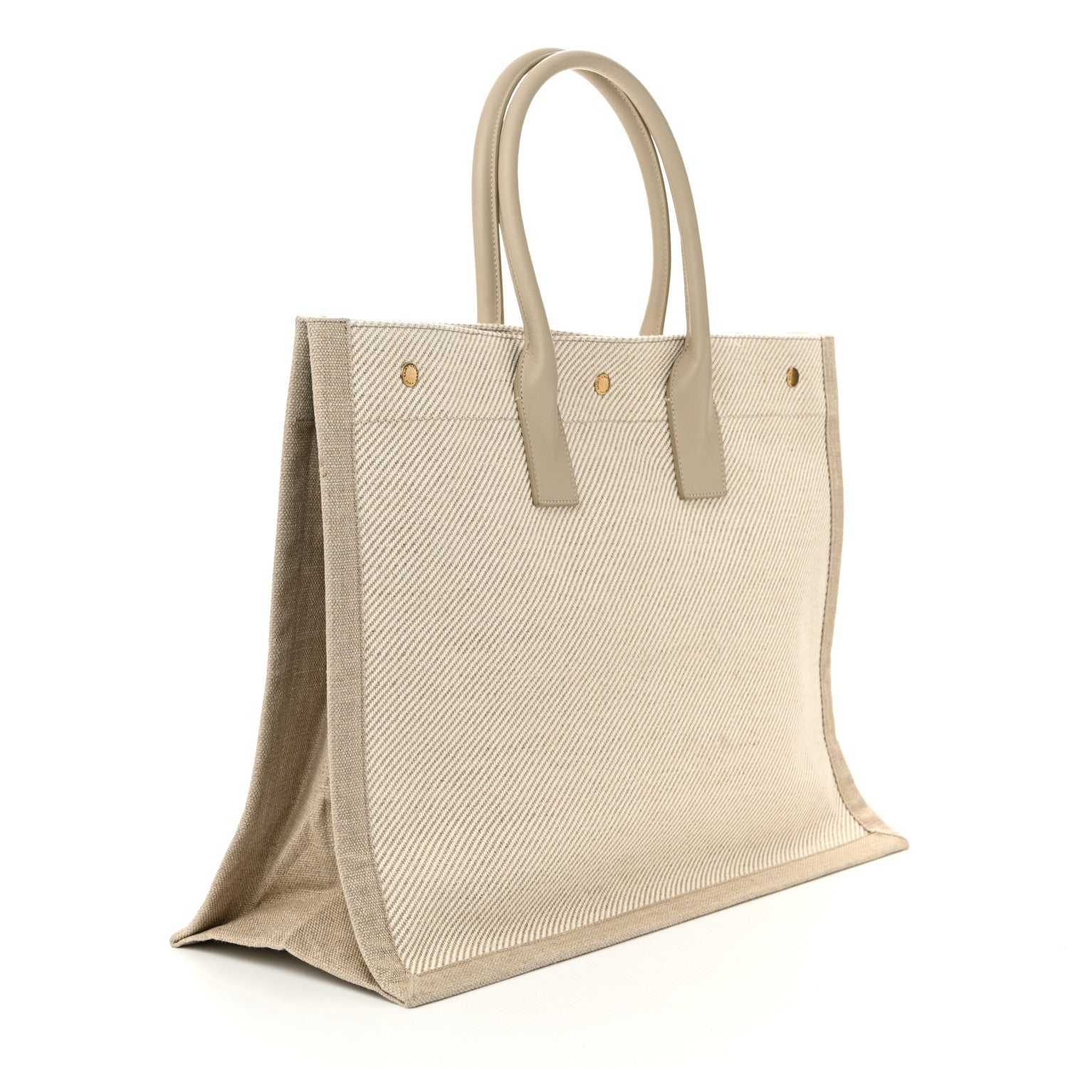 Saint Laurent Linen Calfskin Rive Gauche Tote Beige Sea Salt 3 of 10