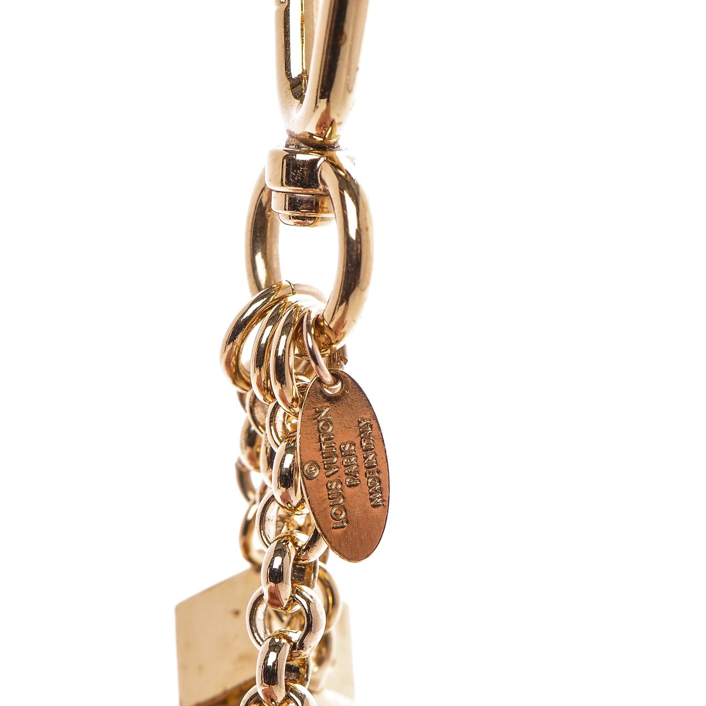 Damier Cubes Bag Charm Key Holder Gold