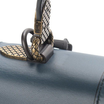 Bottega Veneta Nappa Small Bicolor Piazza Bag Ferro Gray Denim 12 of 12