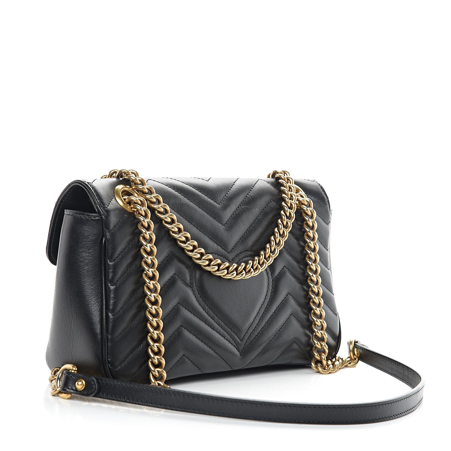 Calfskin Matelasse Small GG Marmont Shoulder Bag Black