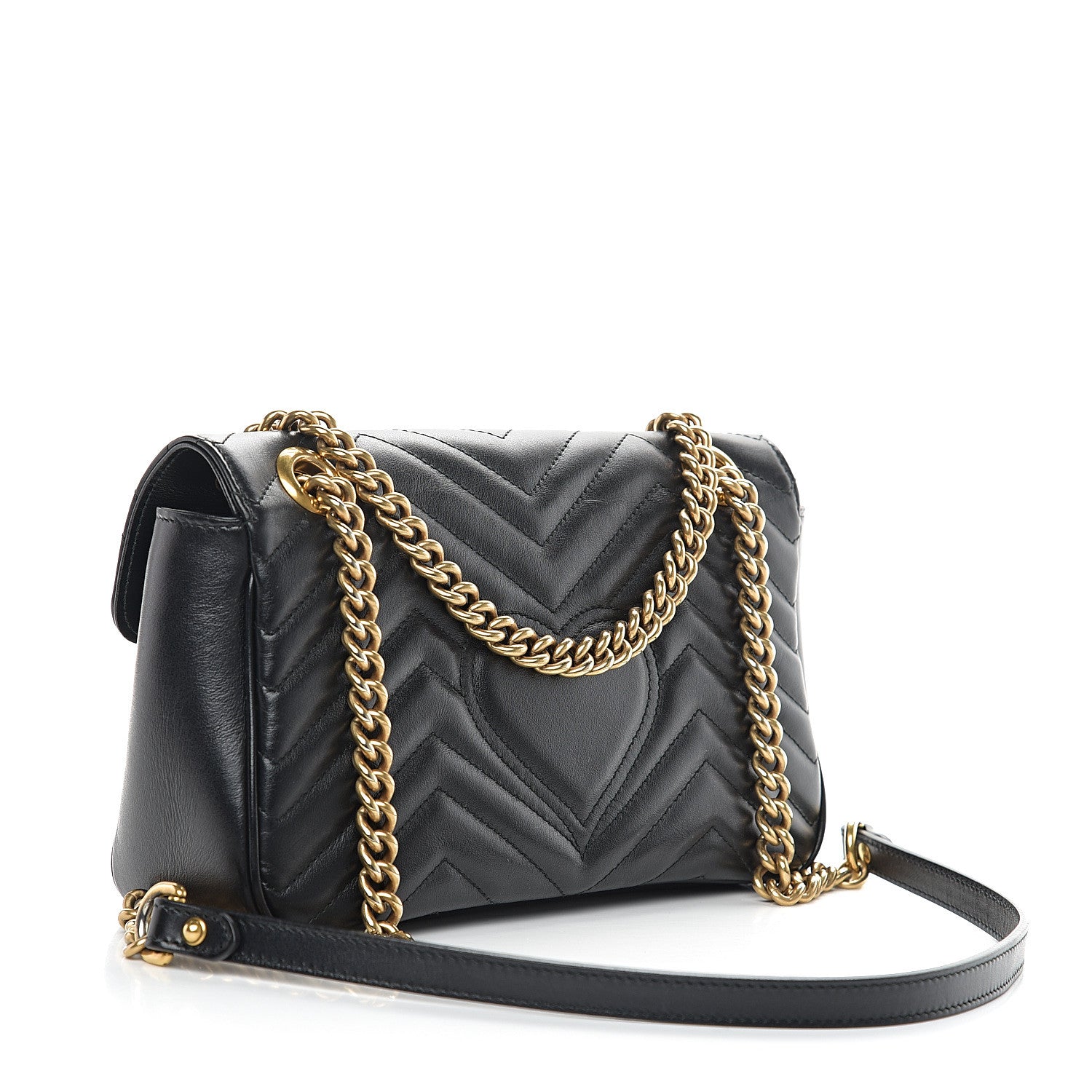 Gucci Calfskin Matelasse Small GG Marmont Shoulder Bag Black 2 of 13