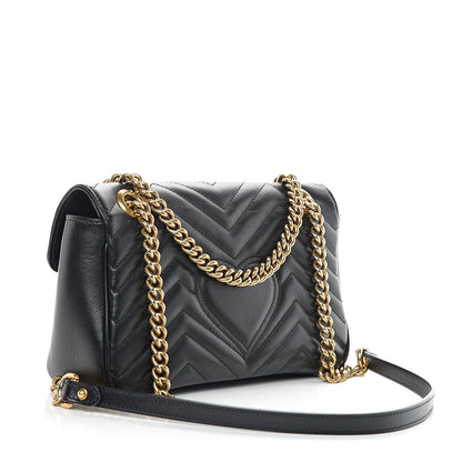 Gucci Calfskin Matelasse Small GG Marmont Shoulder Bag Black 2 of 13