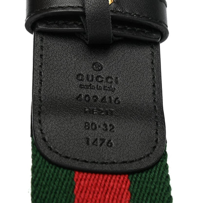Gucci Nylon Calfskin Double G Web 40mm Belt 80 32 Green Red Black 5 of 5