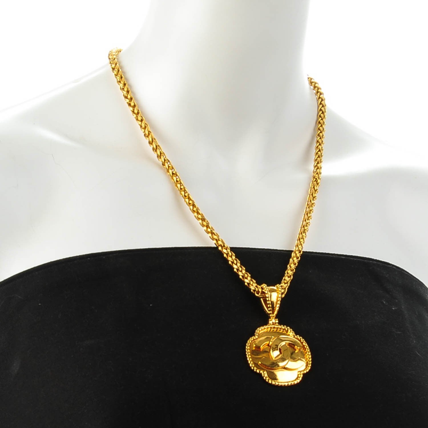 Chanel CC Pendant Necklace Gold 2 of 4