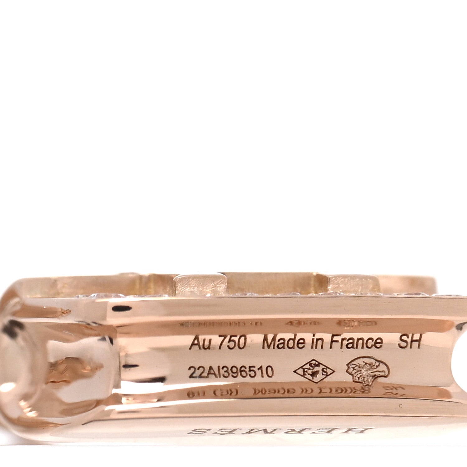 Hermes 18K Rose Gold Diamond Constance Amulettes Pave Bracelet SH 4 of 5
