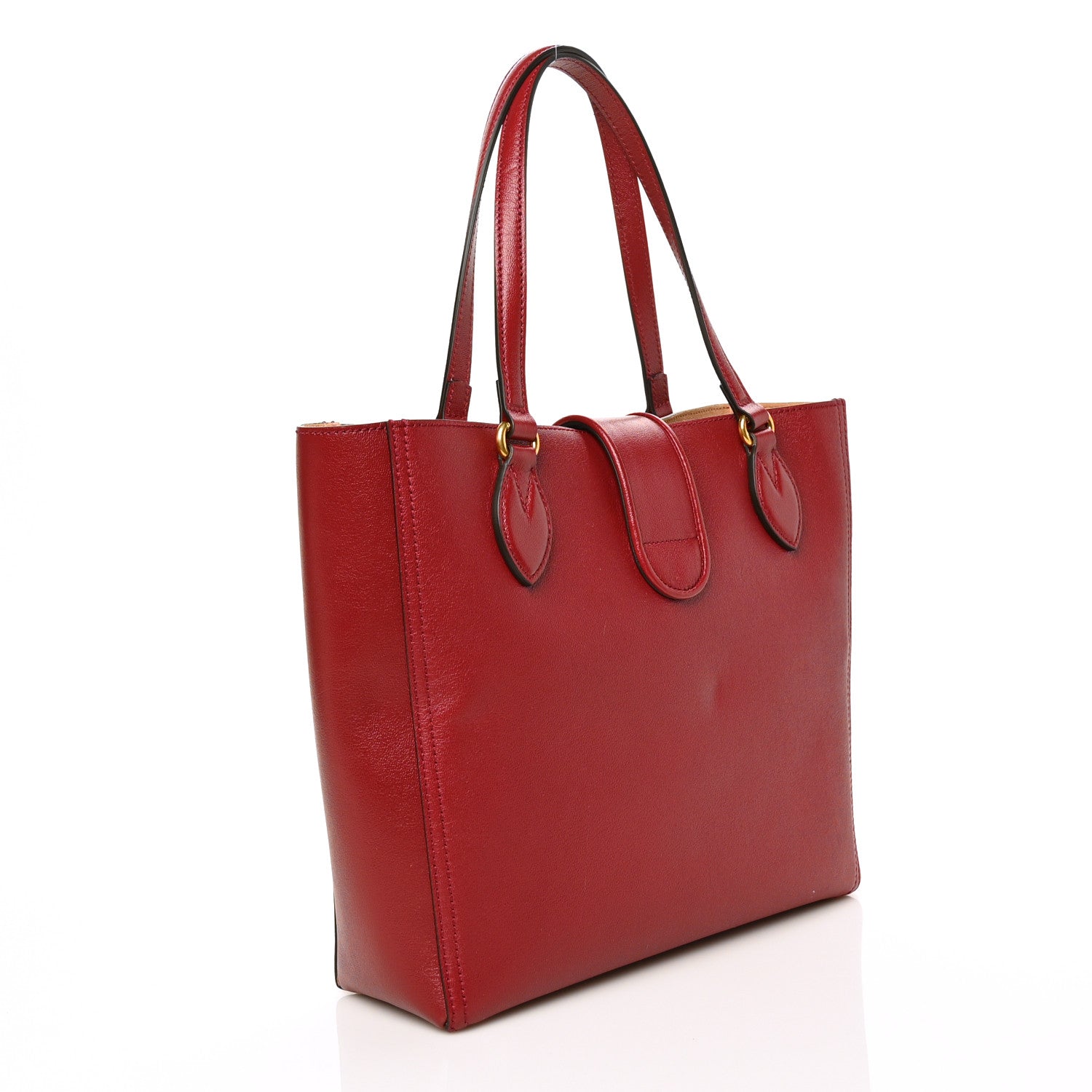 Gucci New Sakai Calfskin Lux Small Dahlia Tote New Cherry Red 4 of 8