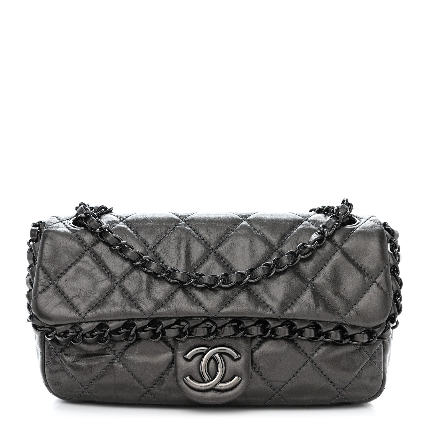 Chanel Calfskin Quilted Small Chain Me Flap Grey 1 of 12
