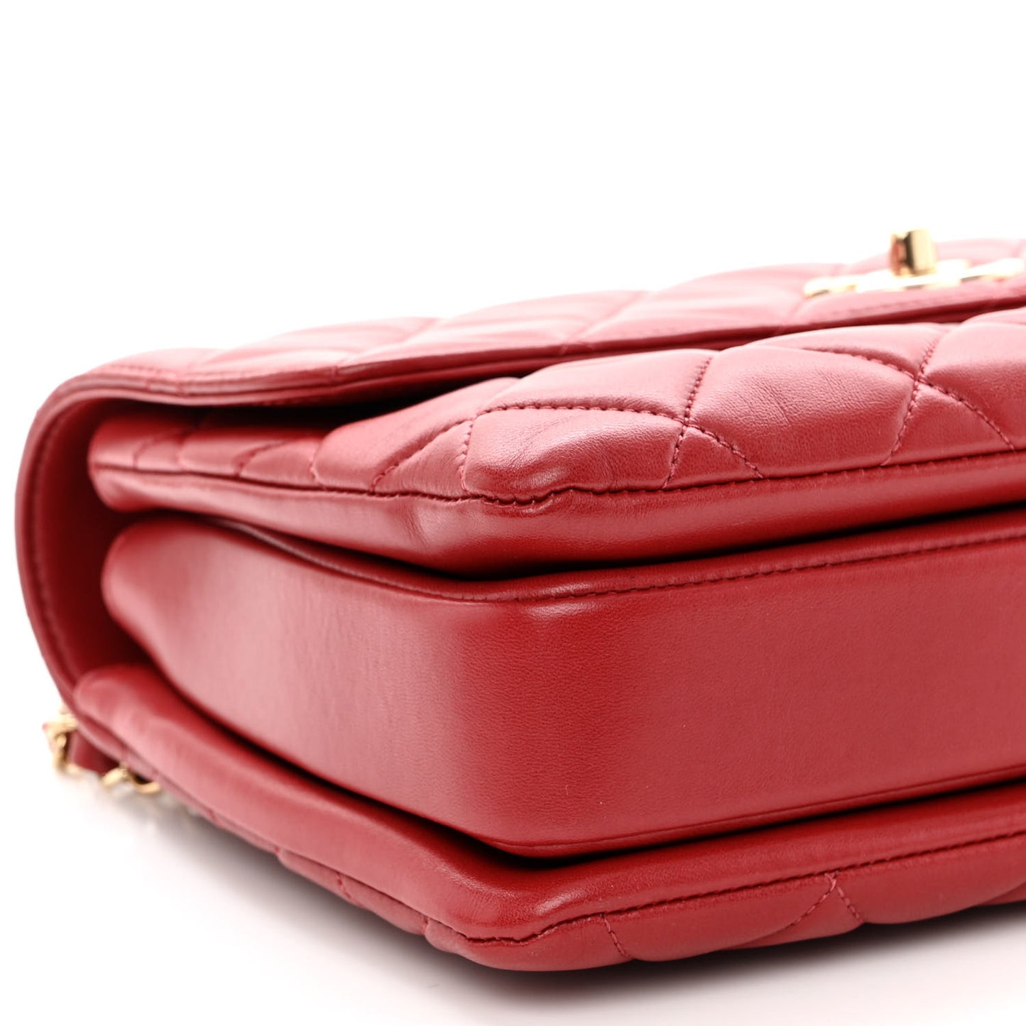 Lambskin Quilted Medium Trendy CC Flap Dual Handle Bag Red