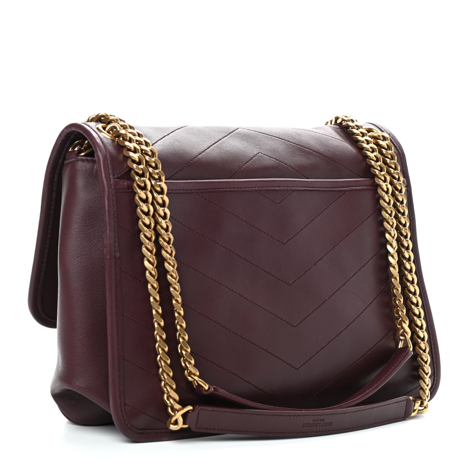 Saint Laurent Lambskin Matelasse Monogram Medium Niki Chain Satchel Burgundy 3 of 9