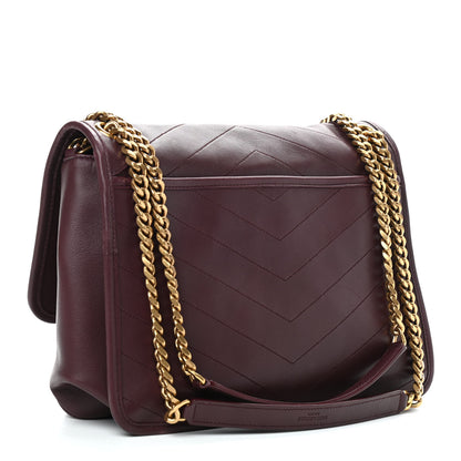 Saint Laurent Lambskin Matelasse Monogram Medium Niki Chain Satchel Burgundy 3 of 9