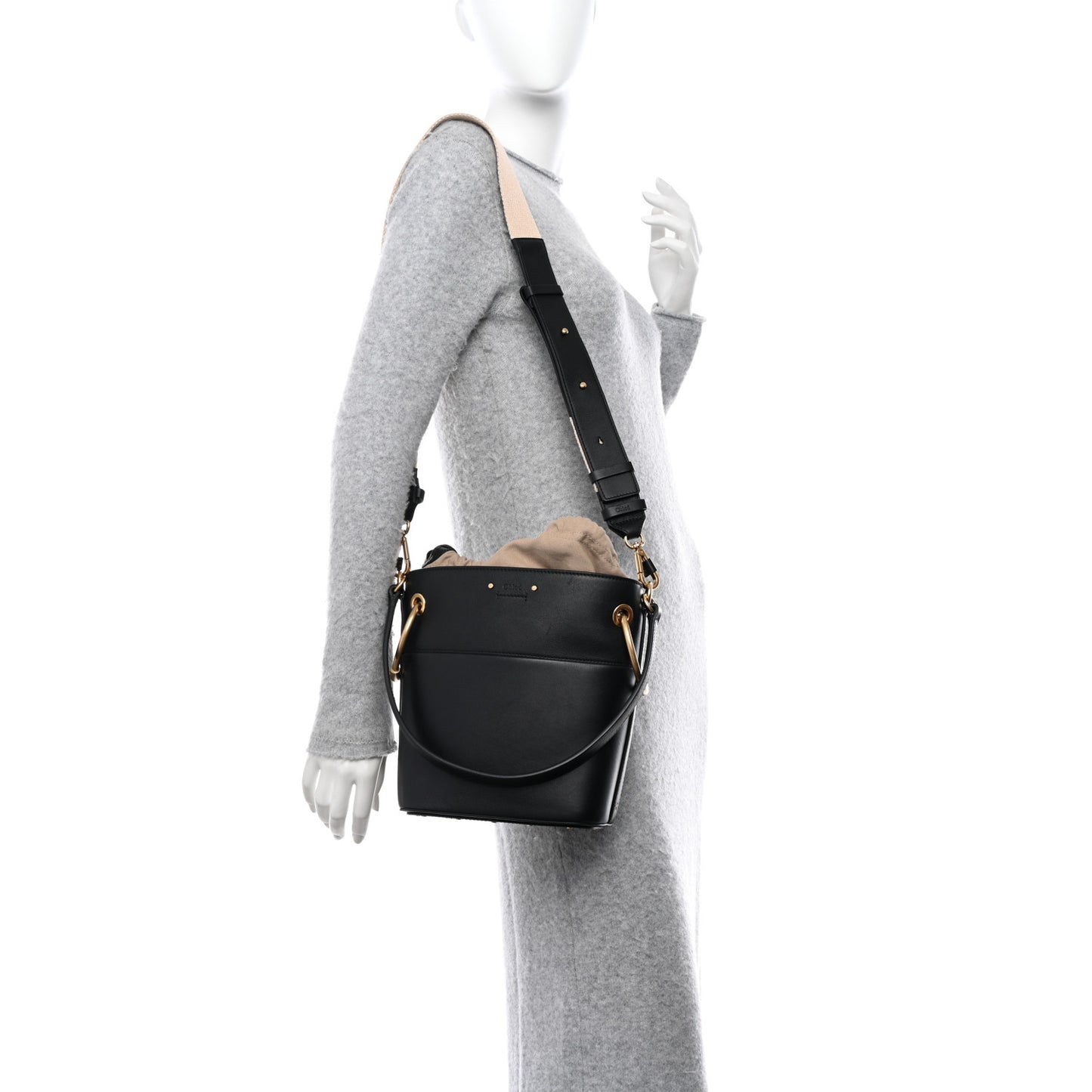 Smooth Calfskin Small Roy Bucket Bag Black