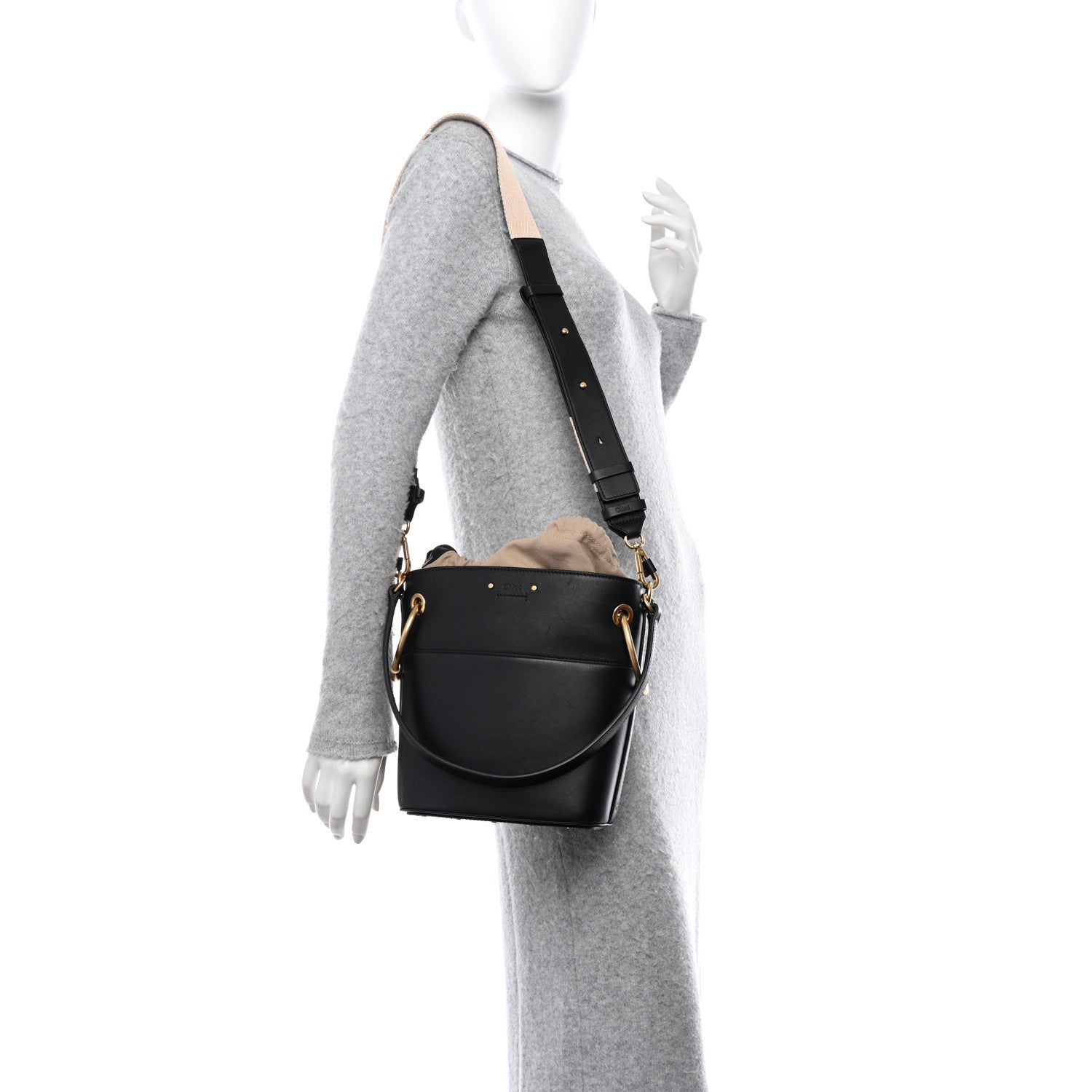 Chloe Smooth Calfskin Small Roy Bucket Bag Black 2 of 11