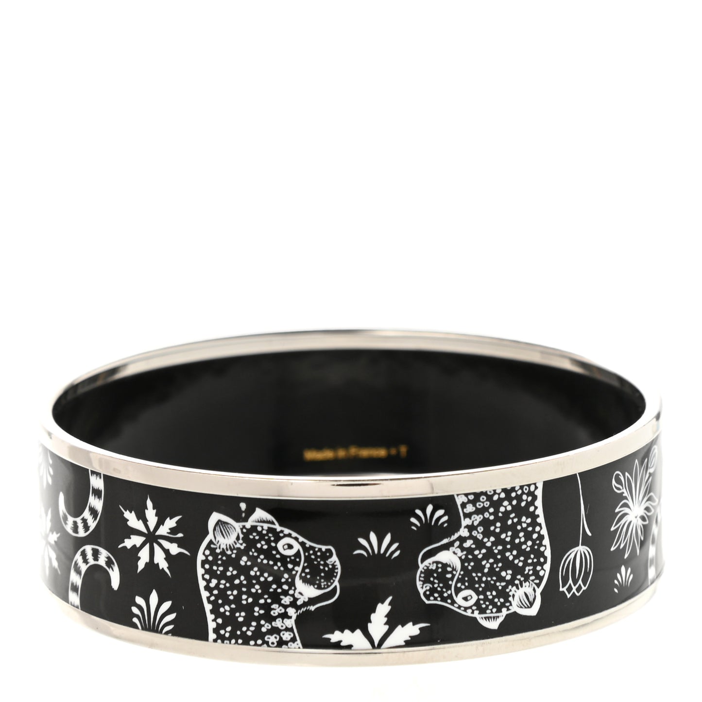 Enamel Printed Wide Les Leopards Positif Negatif Bracelet 65 Black