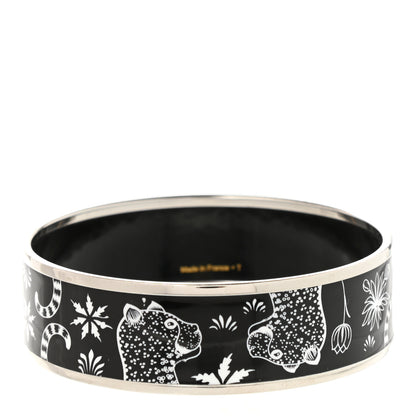 Hermes Enamel Printed Wide Les Leopards Positif Negatif Bracelet 65 Black 1 of 6