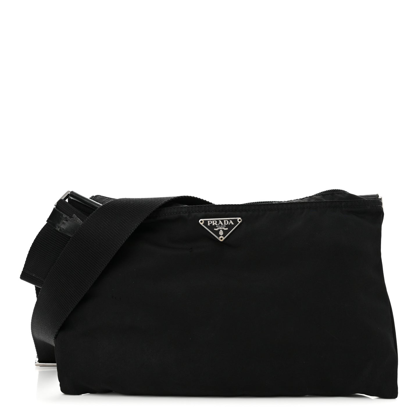 Tessuto Nylon Flat Messenger Bag Black
