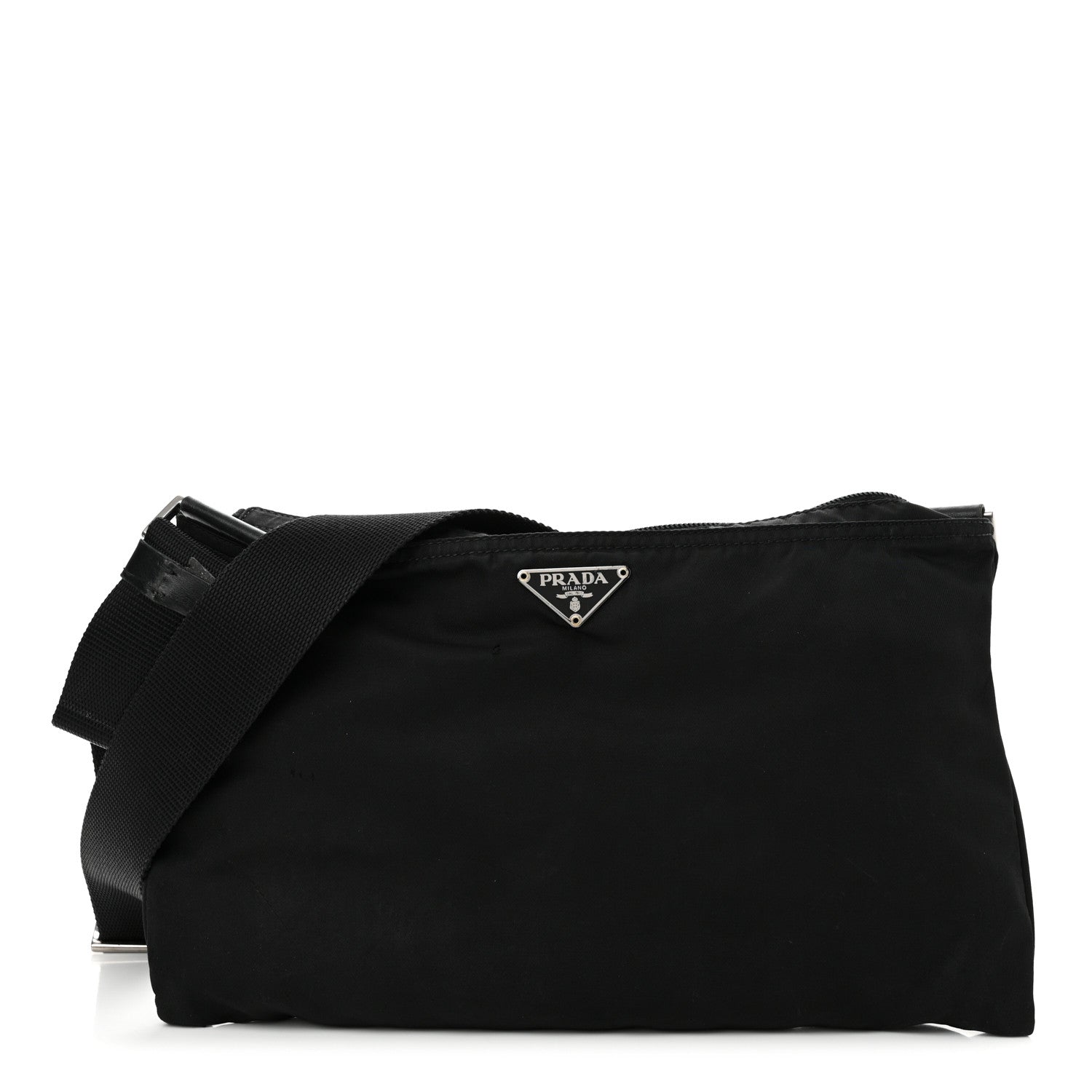 Prada Tessuto Nylon Flat Messenger Bag Black 1 of 16